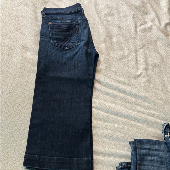 7 For All Mankind Dark Indigo Flare Jeans- short pants - Picture 1 of 1